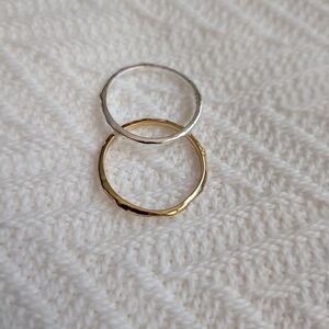 Minimal Hammered Stackable Rings - Silver & Gold
